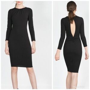 Zara black dress open back bodycon sz XS